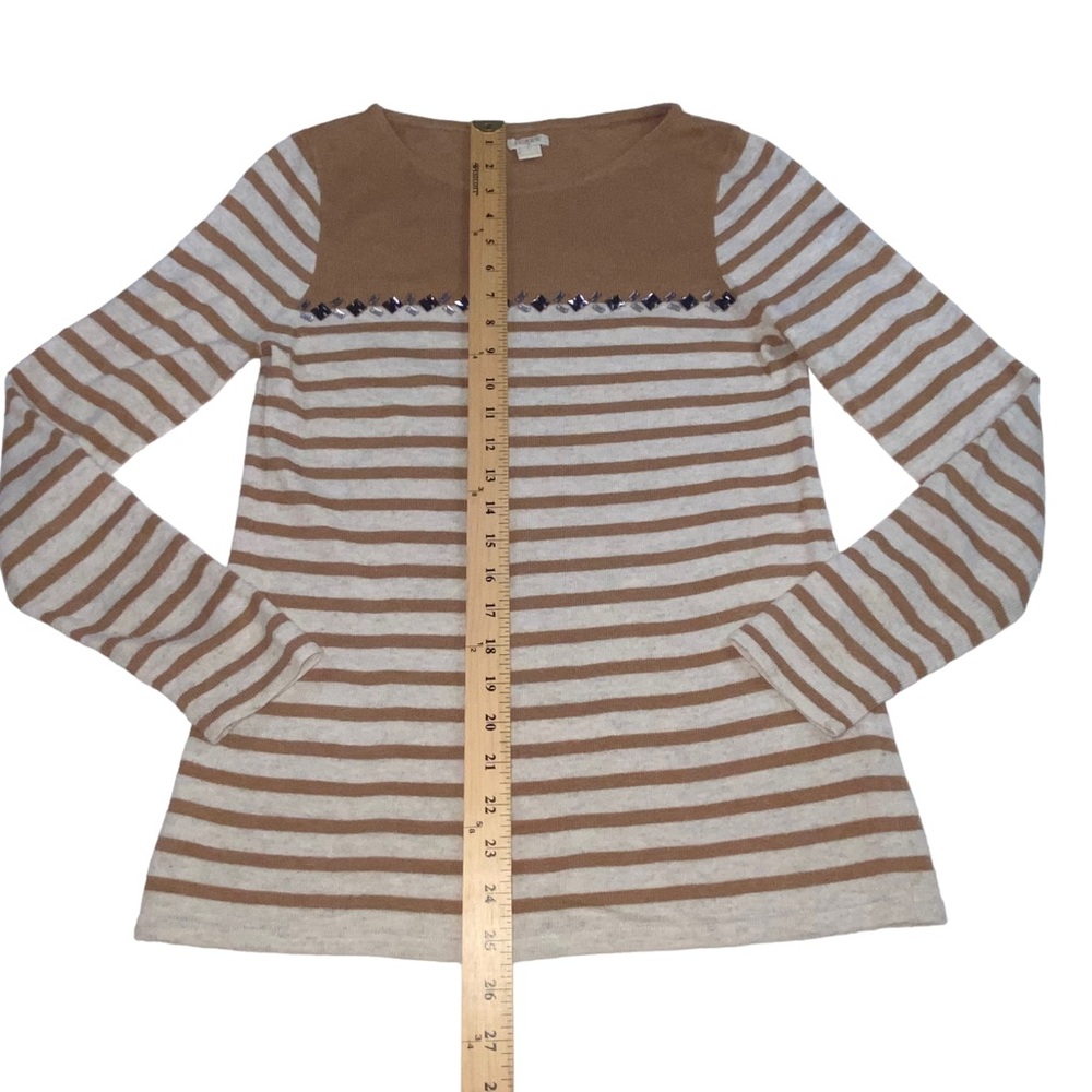 J. CREW Merino Wool Blend Brown Jewels Striped Lightweight Sweater Women’s Small - Picture 5 of 12